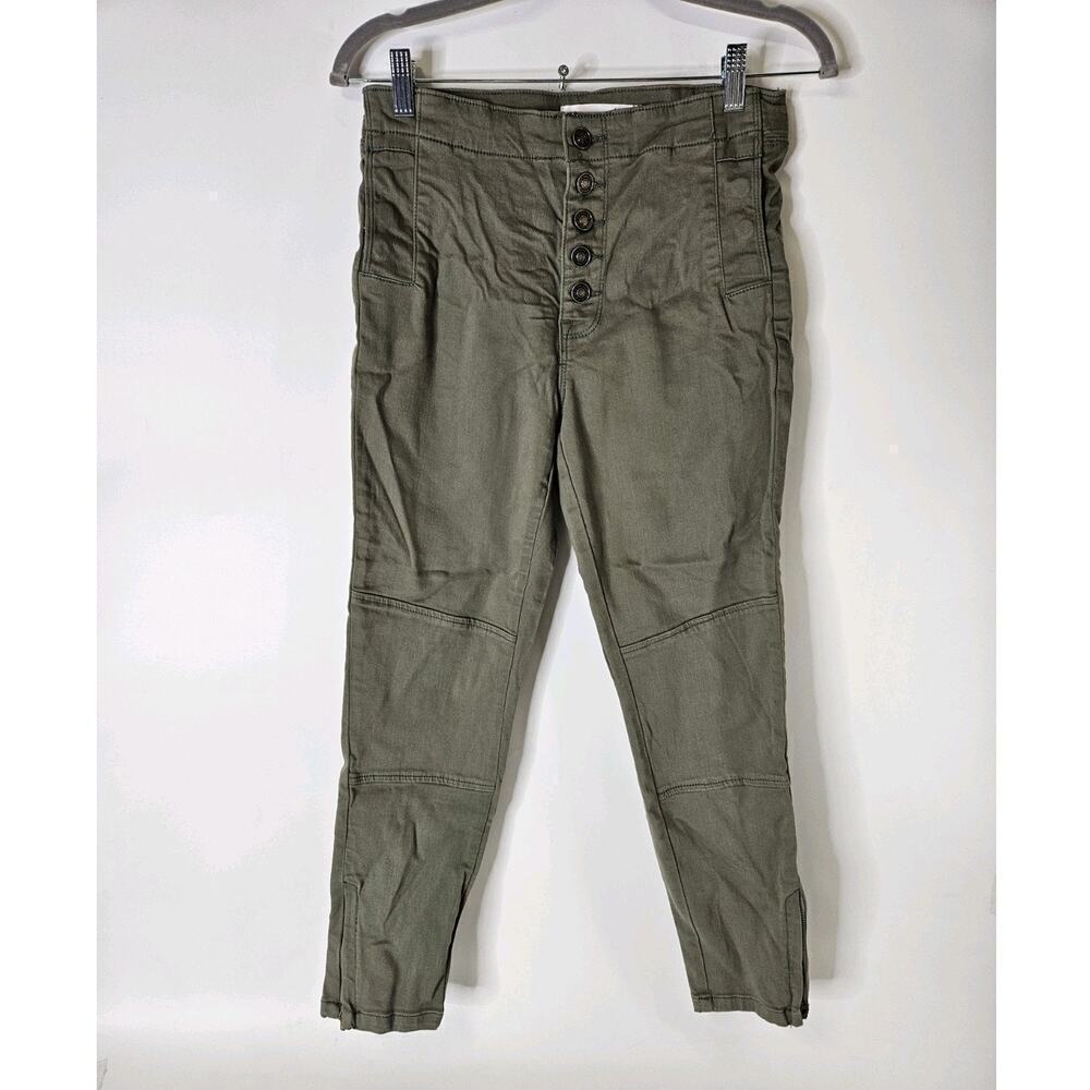 Kancan Moto Stretch Pants Jeans Ankle Zip Button Fly Size 27 Green Women's
